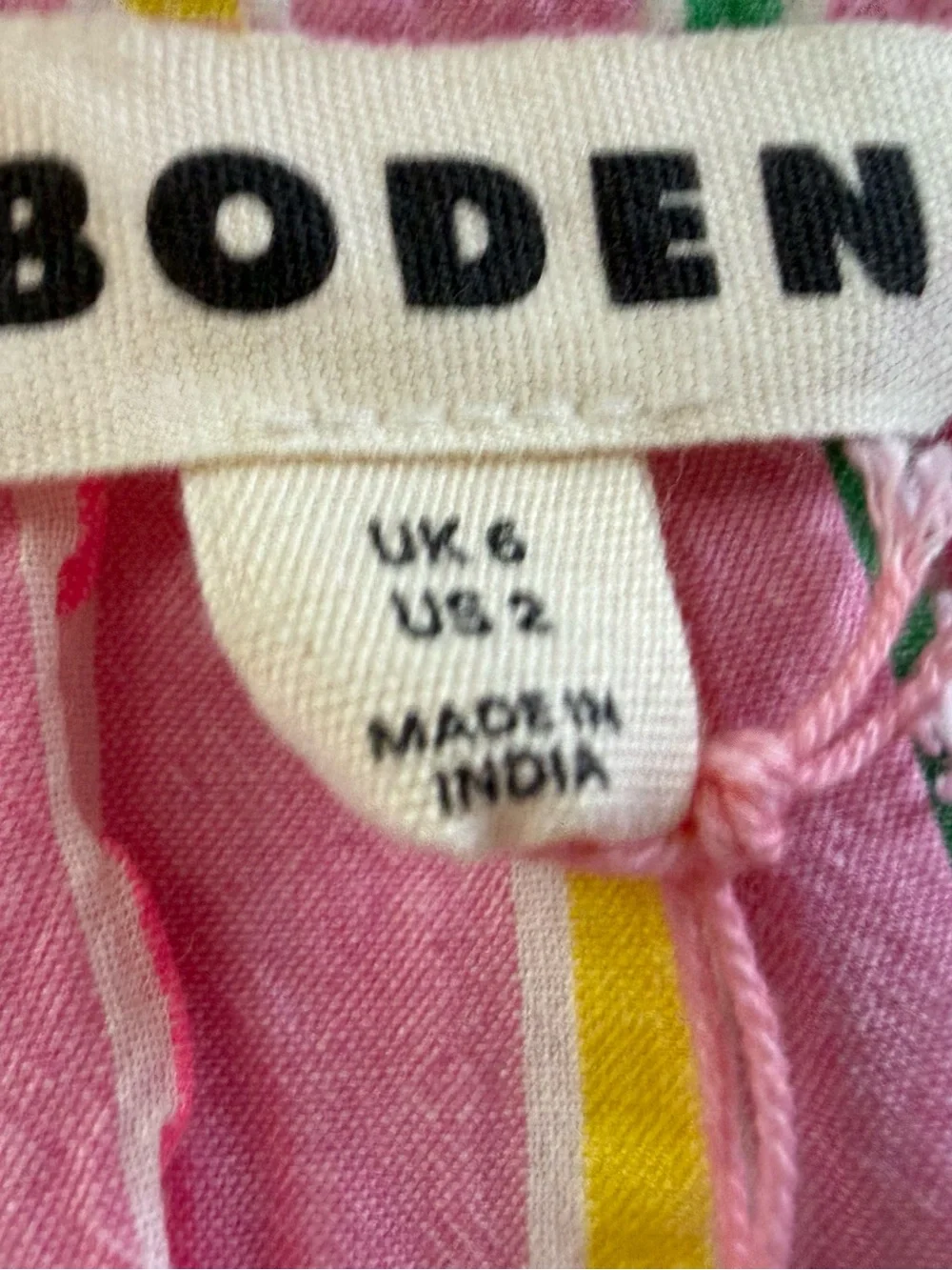 Boden Brooke Cotton Top Pink Striped Puff Sleeve Blouse US 2 NEW